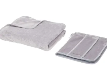 Discount Froyak 2-In-1 Reisdeken & Reiskussen Beige,Blauw,Grijs