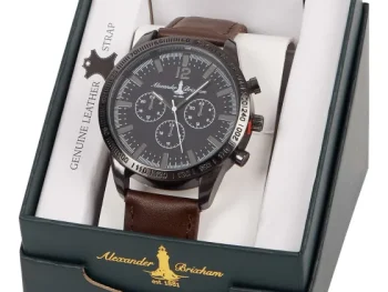 Clearance Merk Alexander Brixham Horloge Bruin,Zwart