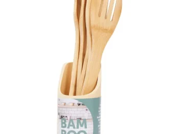 Hot Rösle Bamboe Keukengerei-Set In Houder Beige