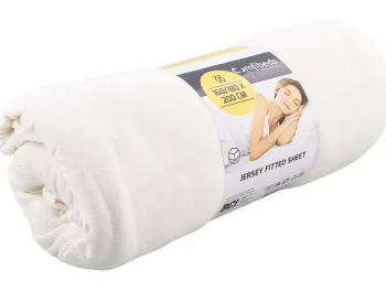 Clearance Comfibeds Jersey Hoeslaken Beige,Wit