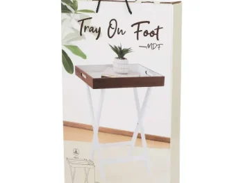 New Merk Dienblad Op Voet Bruin,Wit