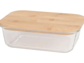 Discount Lock & Lock Excellent Houseware Glazen Vershoudschaal Met Bamboe Deksel Transparant