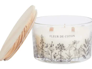 Hot Candra Geurkaars Met Houten Lont Wit