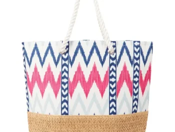 Fashion Spilbergen Gevlochten Strandtas Meerkleurig,Print,Zwart