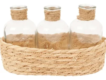 Clearance Merk Glazen Flesjes In Mandje