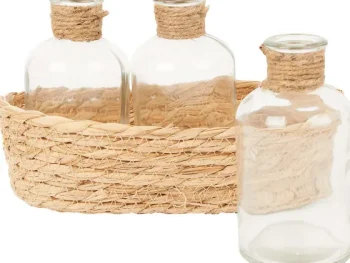 Clearance Merk Glazen Flesjes In Mandje