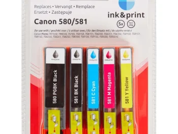 Fashion Merk Ink & Print Inktcartridges Canon 580/581 Zwart,Blauw,Roze,Geel