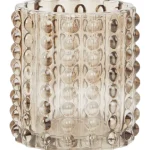 Outlet Merk Lumero Glazen Theelichthouder Met Reli F Bruin,Taupe,Transparant