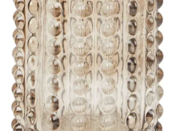 Outlet Merk Lumero Glazen Theelichthouder Met Reli F Bruin,Taupe,Transparant