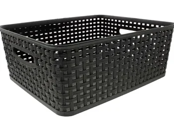 New Merk Rattan Mand Zwart,Wit