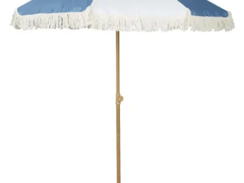 Hot Merk Retro Strandparasol Met Franjes Meerkleurig,Wit