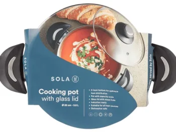 Hot Sola Kookpan Met Glazen Deksel Zilver