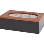 New Merk Theebox Met Tekst Bruin,Wit,Zwart