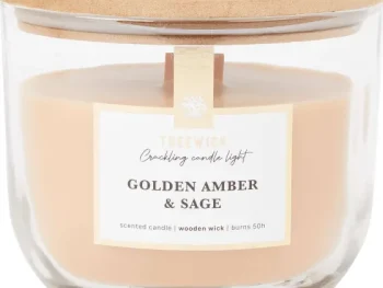 Best Candra Treewick Geurkaars Met Houtlont Blauw,Taupe,Wit