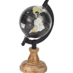 New Merk Wereldbol Op Mangohouten Voet Beige,Groen,Zwart