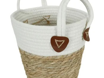 Discount Merk Zeegras Mand Met Hengsels Wit,Zwart